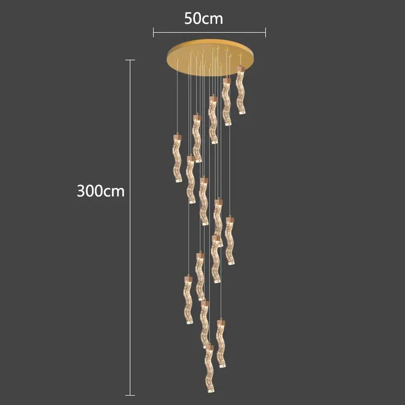 Crystal Chandelier Stair Pendant Lamp Living Room Pendant Lights Interior Lighting