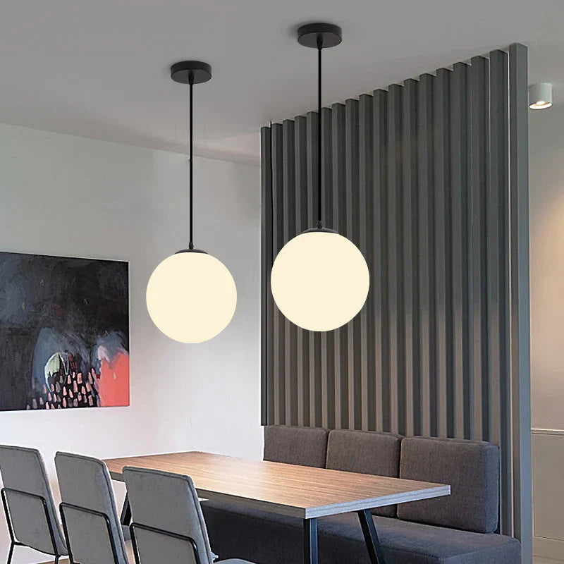 Nordic Glass Pendant Lights - White Ball Hanging Lamps for Home Decor