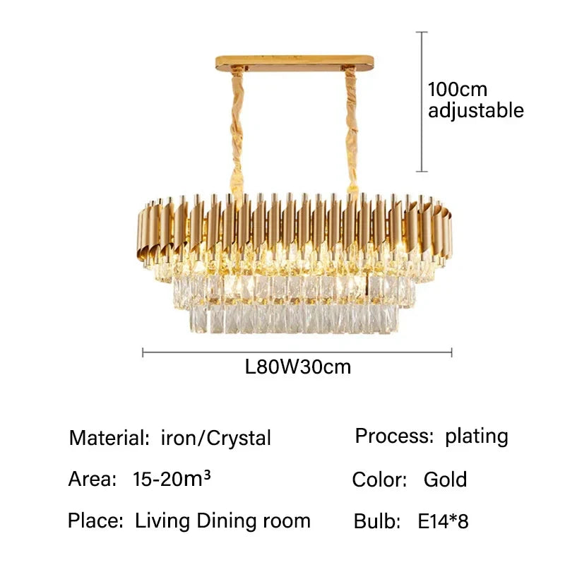 Crystal Pendant Chandelier - Modern Luxury LED Lighting for Living, Dining, Bedroom