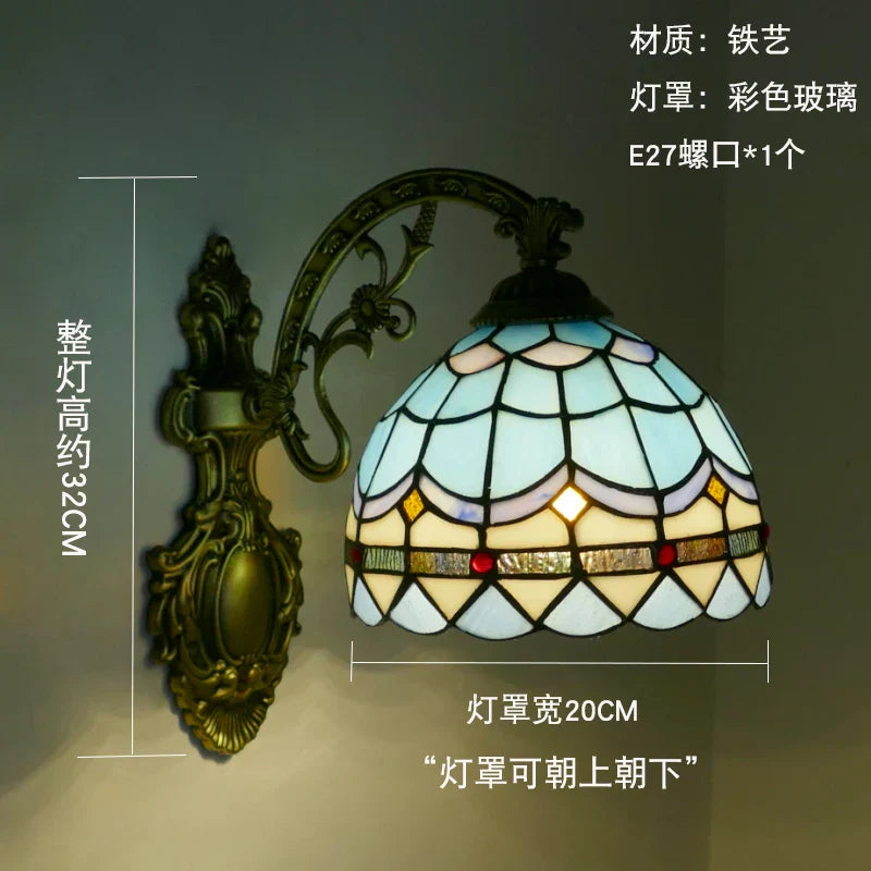 Stained Glass Mirror Wall Sconces for Home Lighting Decor