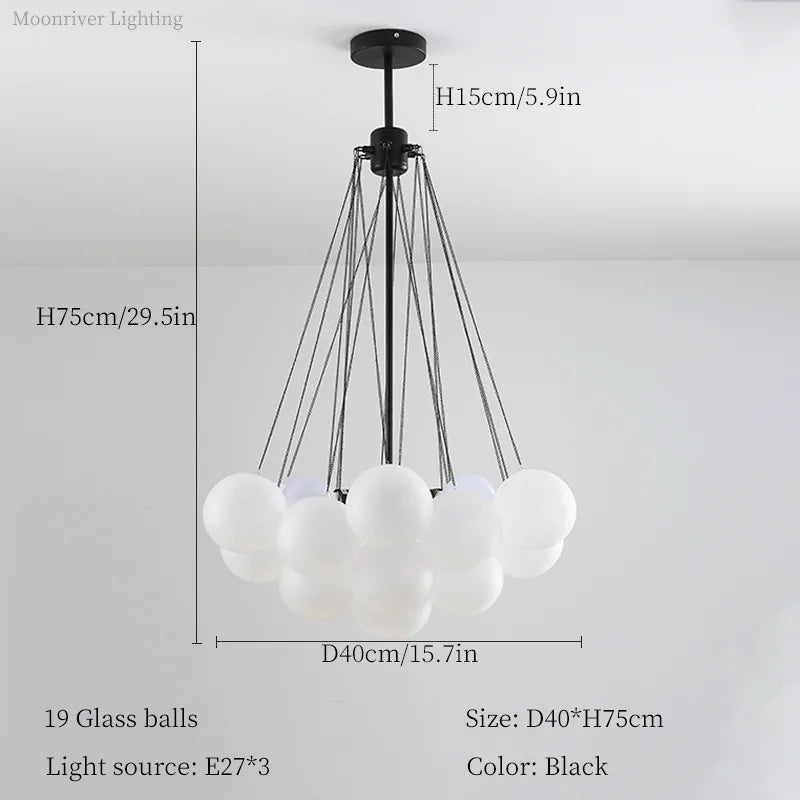 White Bubble Glass Ball Hanging Ceiling Lamp for Modern Home Decor