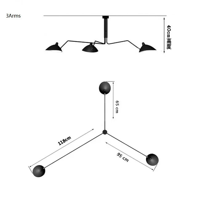 Spider Serge LED Pendant: Retro Industrial Duckbill Chandelier