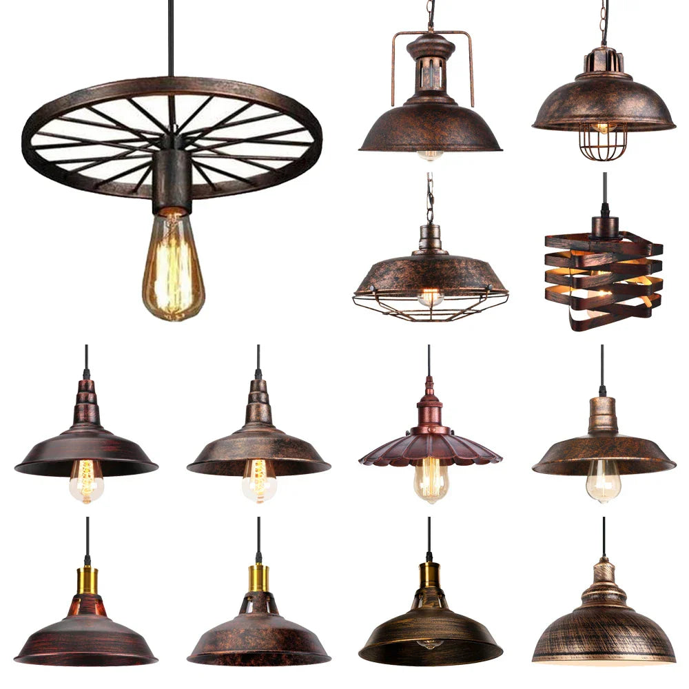 Rustic Metal Chandeliers: Vintage Industrial Pendant Lights for Home, Restaurant, Bar