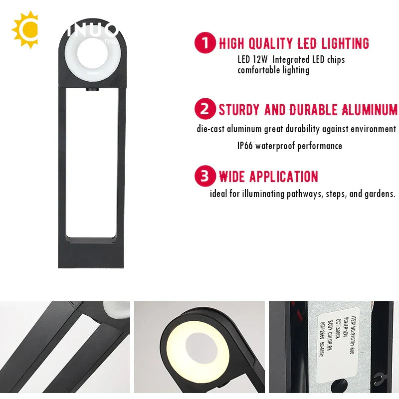 LED Path Light 12W Aluminum Pillar for Outdoor Garden, Pathway, Patio, Driveway