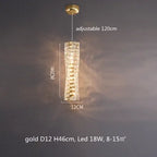 Modern Crystal Pendant Light Dimmable Remote Control Luxury Steel LED Lamp