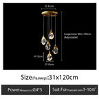 Diamond Crystal Chandelier Staircase LED Large Living Room Hall Lighting