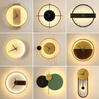 Nordic Wall Lamp Clock Modern Silent Bedroom Decor Lighting