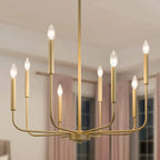 Modern Farmhouse 8-Light Brass & Black Candle Chandelier