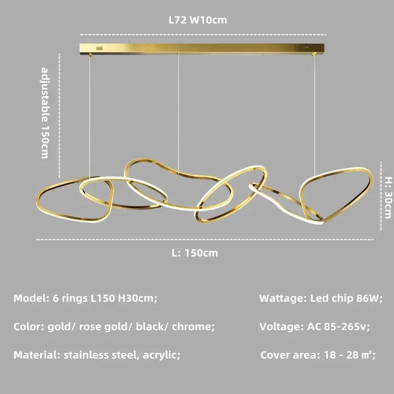 Rose Gold Maillon Pendant Light for Minimalist Dining Room Décor