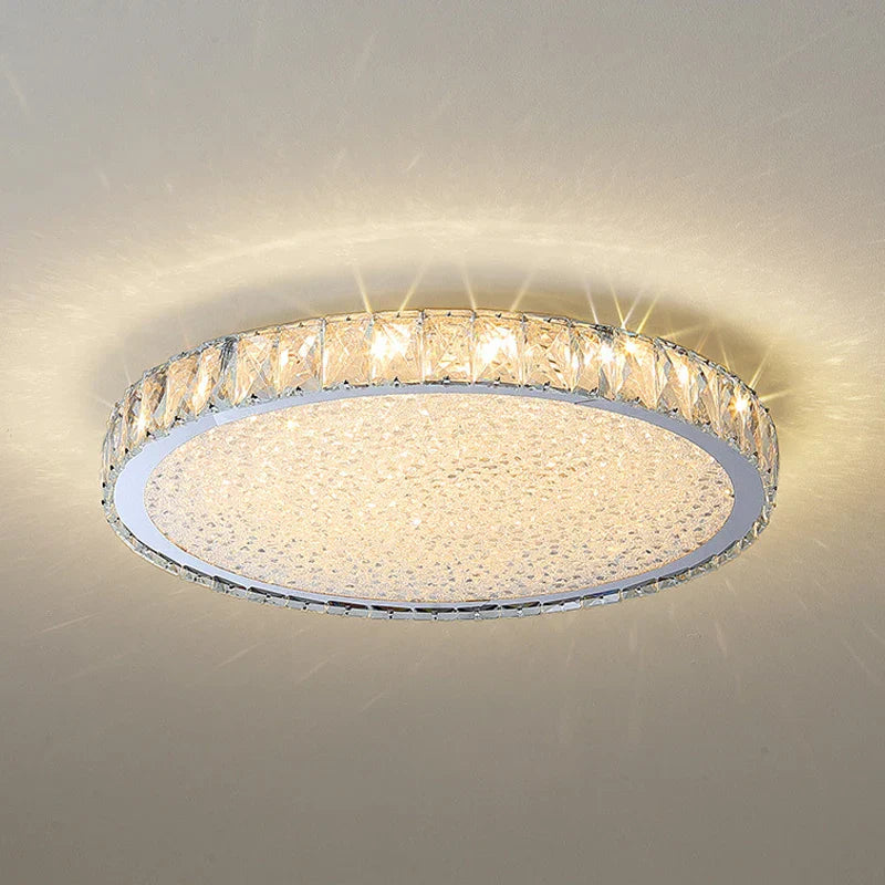 Crystal LED Ceiling Lamp: Luxury Golden Glossy Lighting Fixture for Living Room
