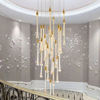 Modern Crystal LED Chandelier for Living Room Gold Stair Indoor Light Fixtures