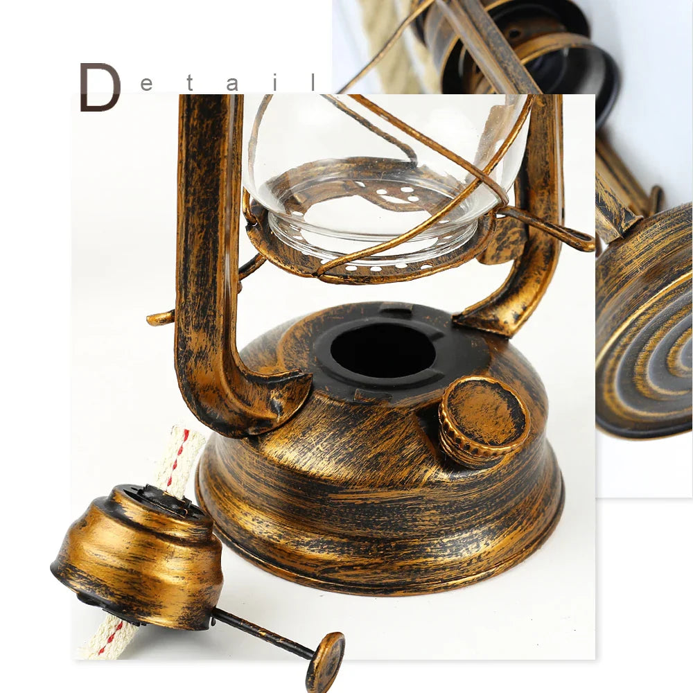 Vintage Kerosene Pendant Light Fixture with Hemp Rope for Home Decor