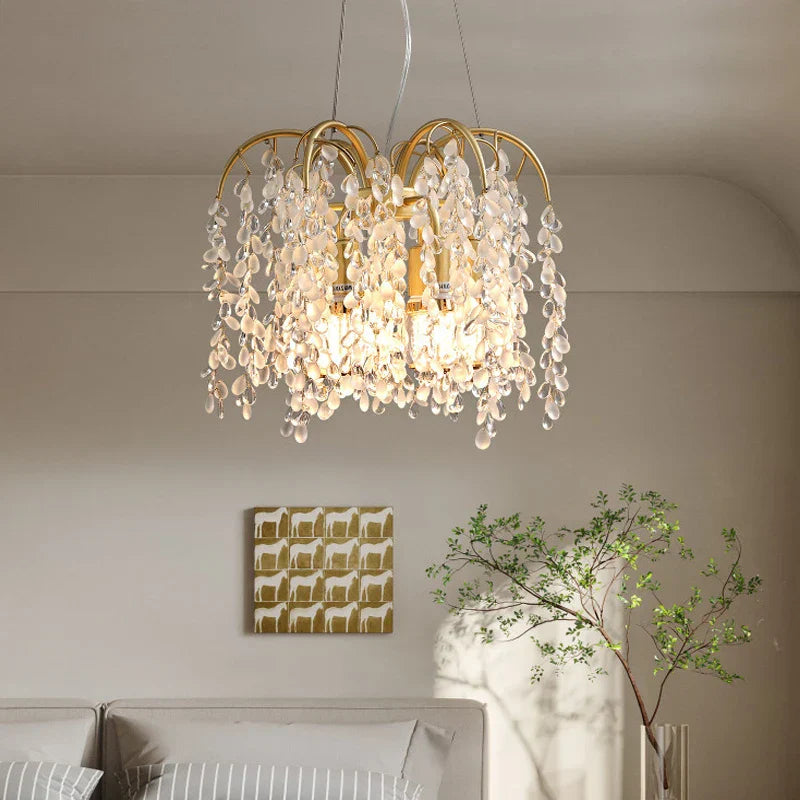 Crystal Led Chandelier Golden Luxury Living Room Ceiling Lamp