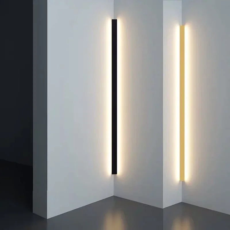 Black Gold LED Strip Wall Lights for Dining & Living Room Modern Minimalist Design