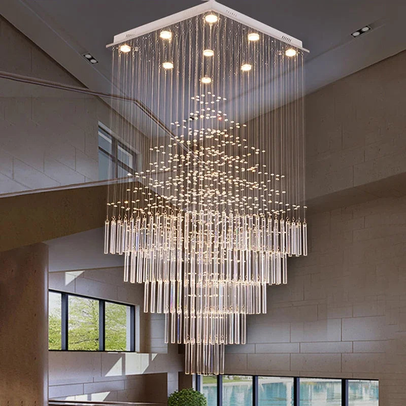 Crystal Ceiling Chandelier: Modern Elegant Living Room & Staircase Light Fixture