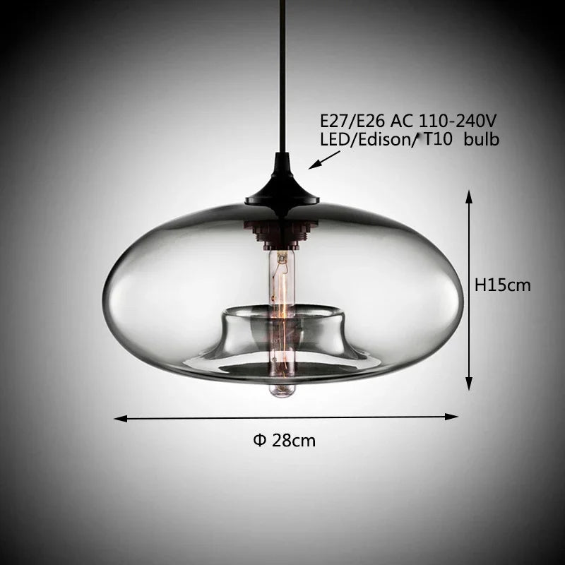 Glass Chandelier Pendant Lamps | Industrial Hanging Lighting Fixture for Kitchen, Restaurant