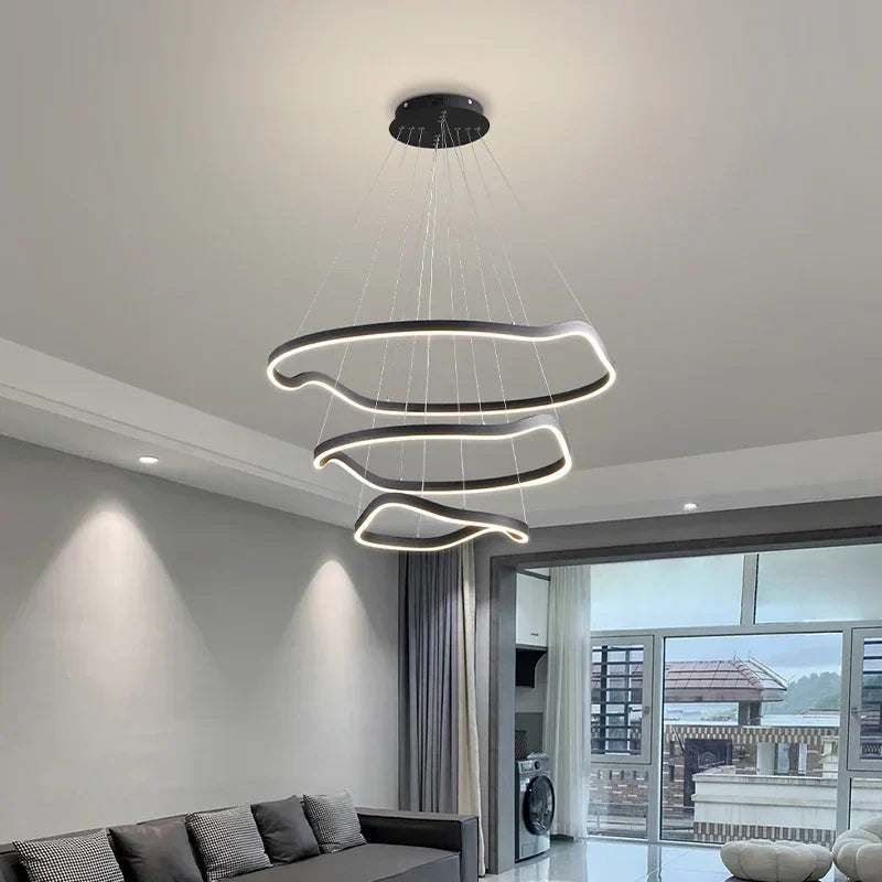 Modern Curve Ring LED Pendant Chandelier for Living Dining Bedroom
