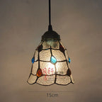 Stained Glass Pteris Pendant Light Chandelier for Dining Room and Bedroom