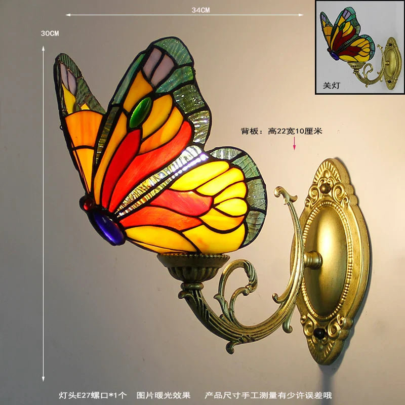 Butterfly Stained Glass Wall Sconces for Home Living Room Bedroom Lighting