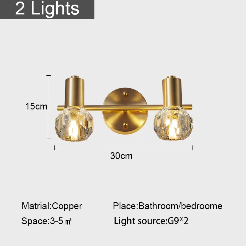 Gold Crystal Wall Lamp for Home Decoration and Lighting