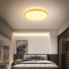 Wood LED Ceiling Lamp: Modern Nordic Round Light Fixture for Living Room & Bedroom