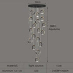 Aluminum LED Chandelier Crystal Round Hanging Lamps Luxury Staircase Lighting Fixtures