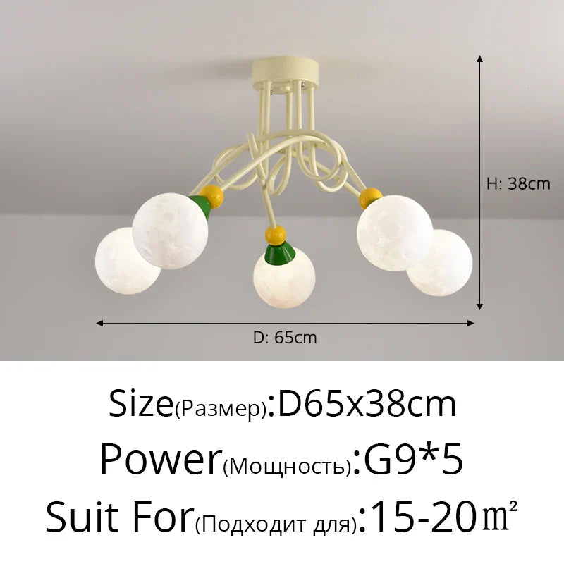 Nordic LED Pendant Light White Red 3 Heads 5Head Dining Room Kitchen Living Room