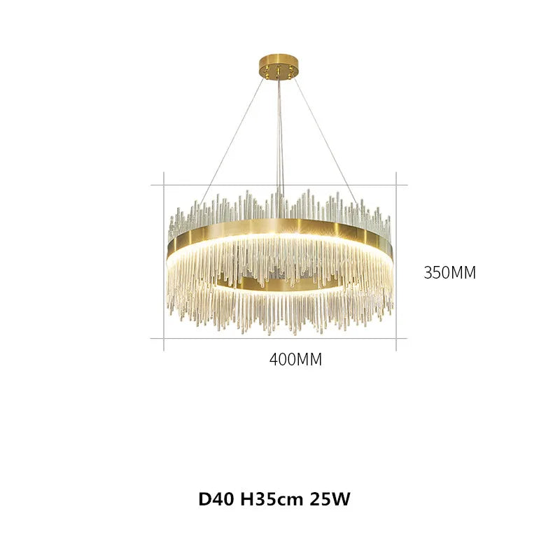 Modern Luxury Glass LED Chandelier Dining Room Dimmable Pendant Lamp
