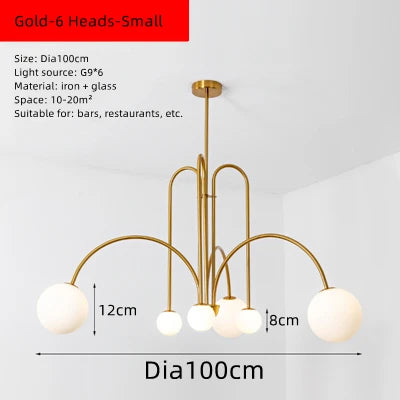 Milky White Glass Ball Ceiling Chandelier for Home Decor