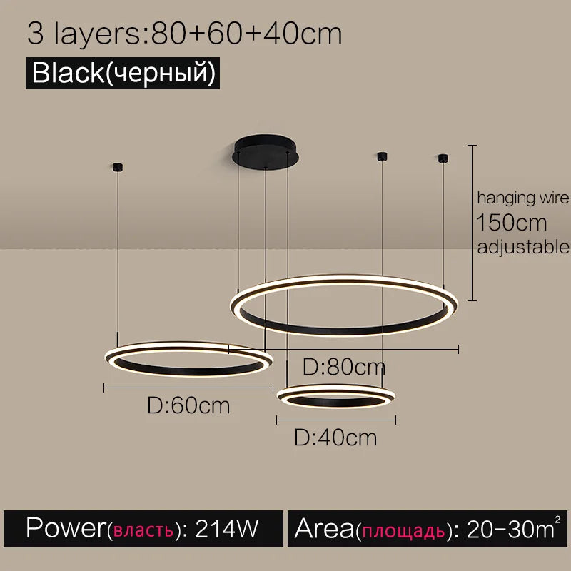 Modern Luxury Ring Chandelier for Living Room, Bedroom, and Restaurant