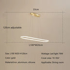 Gold Oval LED Chandelier Dimmable Dining Room Pendant Light Fixture