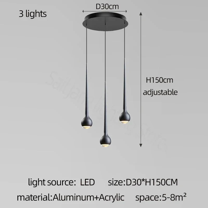Water Drop Pendant Light: Modern Luxury Chandelier for Staircase, Bedside, Bar, and Restaurant