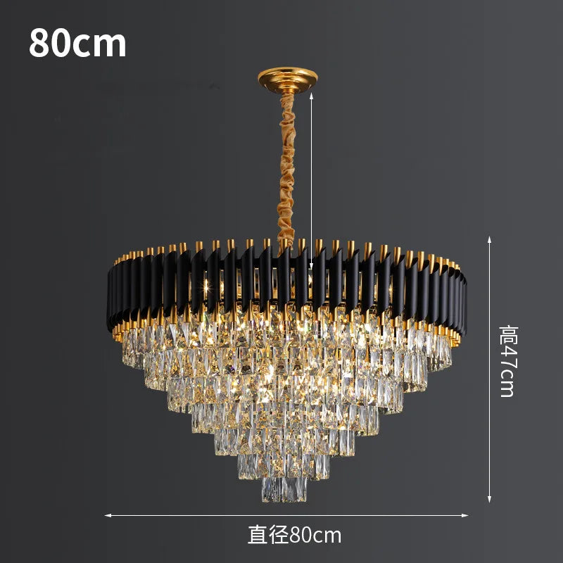 Modern Metal LED Chandelier with K9 Crystal - Luxury Dining Room Pendant Light