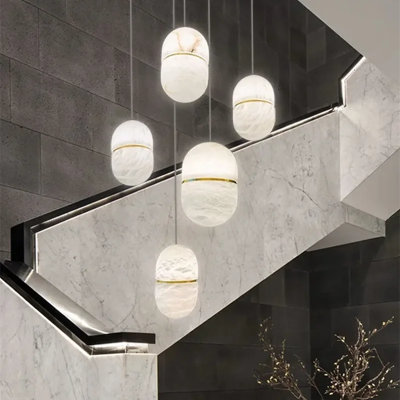 Alabaster Pendant Lights LED Designer Hanging Lamps For Living Room