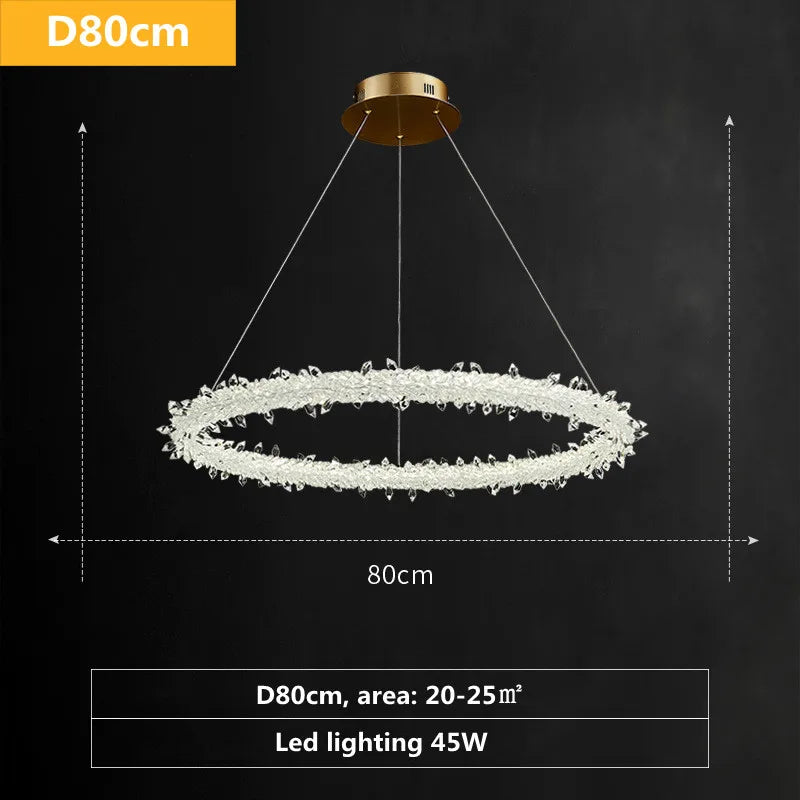 Luxe Crystal Pendant Light - Dimmable LED Art Deco Circle Lamp
