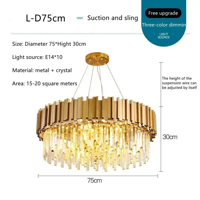 Golden Crystal Chandelier LED Lighting for Dinning Room