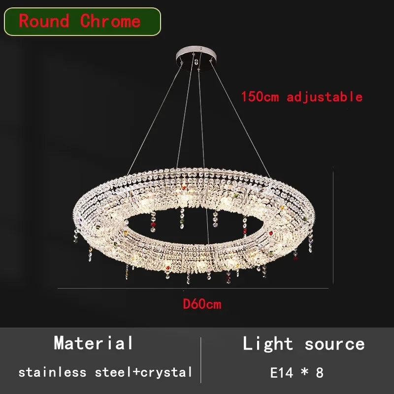 Oval LED Crystal Chandelier for Modern Living Dining Room Decor