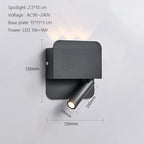 LED Wall Lamp USB Charging Bedroom Hotel Bedside Reading Sconce Switch