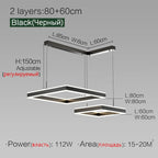 Square Chandelier LED Lamp - Nordic Modern Minimalist Light Luxury Fixture