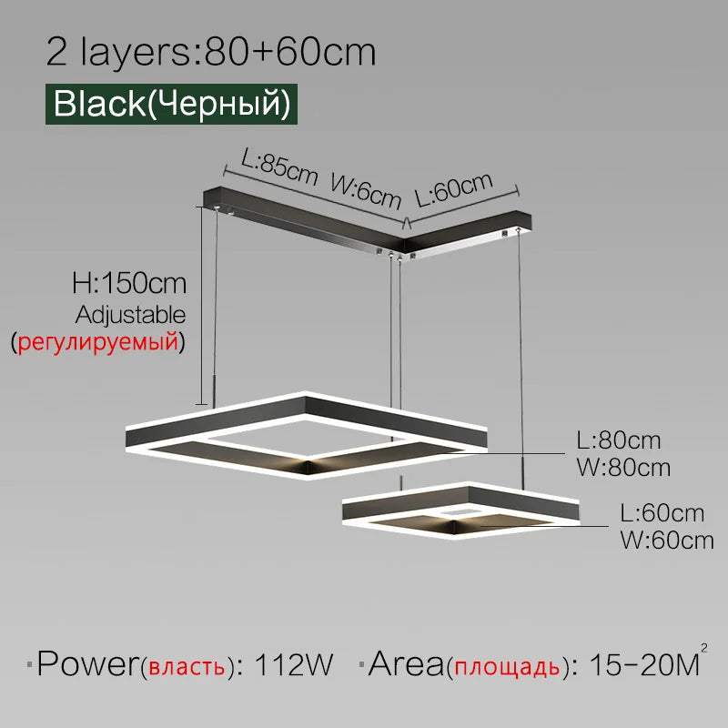 Modern Square LED Chandelier - New 2022 Minimalist Luxury Lighting