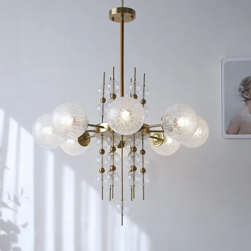 Glass Ball LED Pendant Light: Modern Chandelier for Living Room Kitchen Island