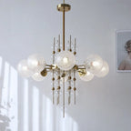 Glass Ball LED Pendant Light: Modern Chandelier for Living Room Kitchen Island