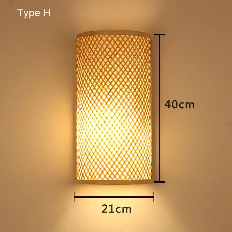 Bamboo Wall Lights: Retro Hand-woven Luminaire for Bedroom, Corridor, Hotel, Restaurant Decor