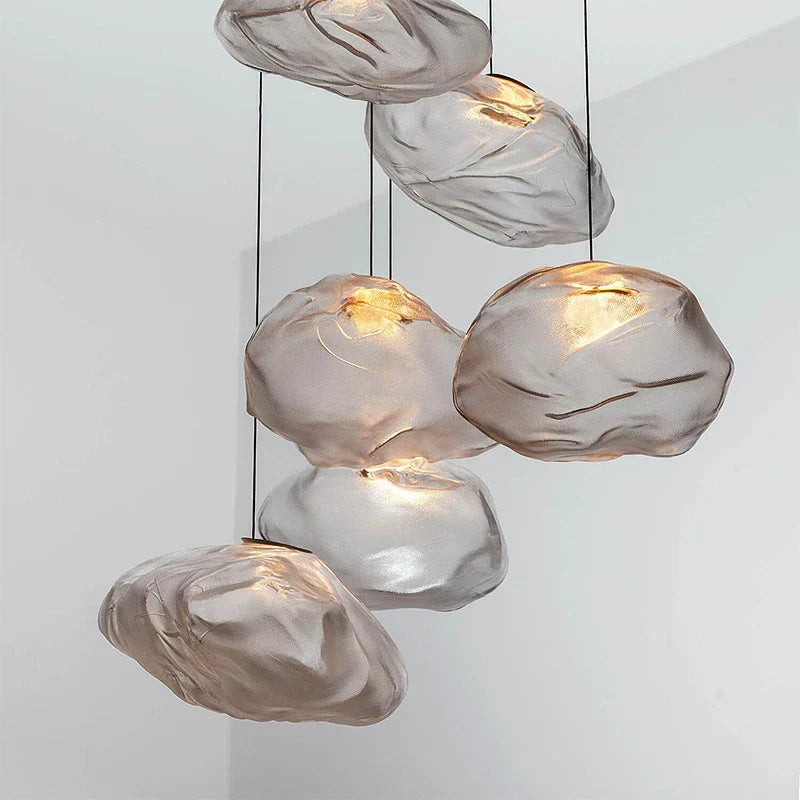 Glass Cloud Chandelier LED Pendant Lamp for Villa Staircase & Hotel