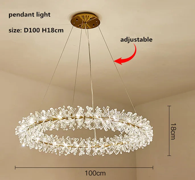 Luxury K9 Crystal Chandelier: Modern Nordic Living Dinning Room Bedroom Lighting