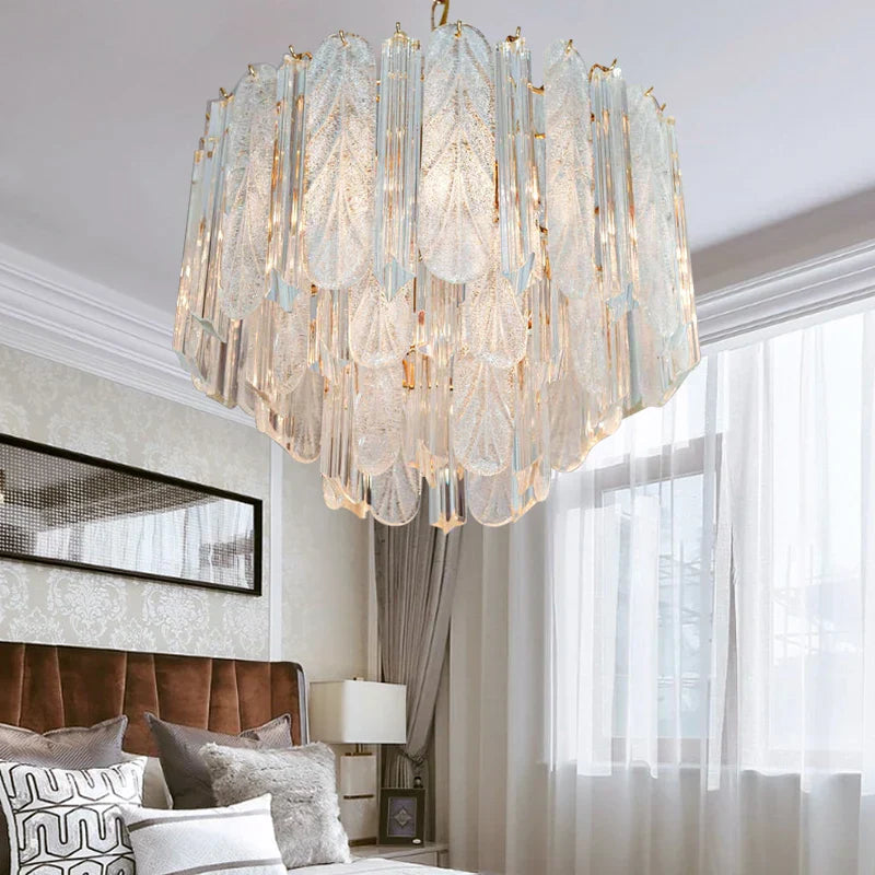 Crystal Bedroom Pendant Lamp: Designer Luxury Glass Lighting for Living Room
