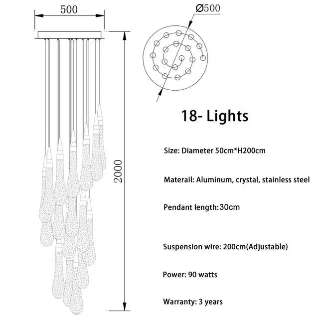Crystal LED Chandelier: Modern Loft Art Pendant Lighting for Restaurant, Bar, Staircase