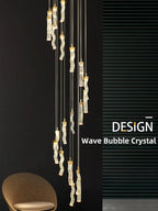 Modern LED Crystal Chandelier for High Ceilings