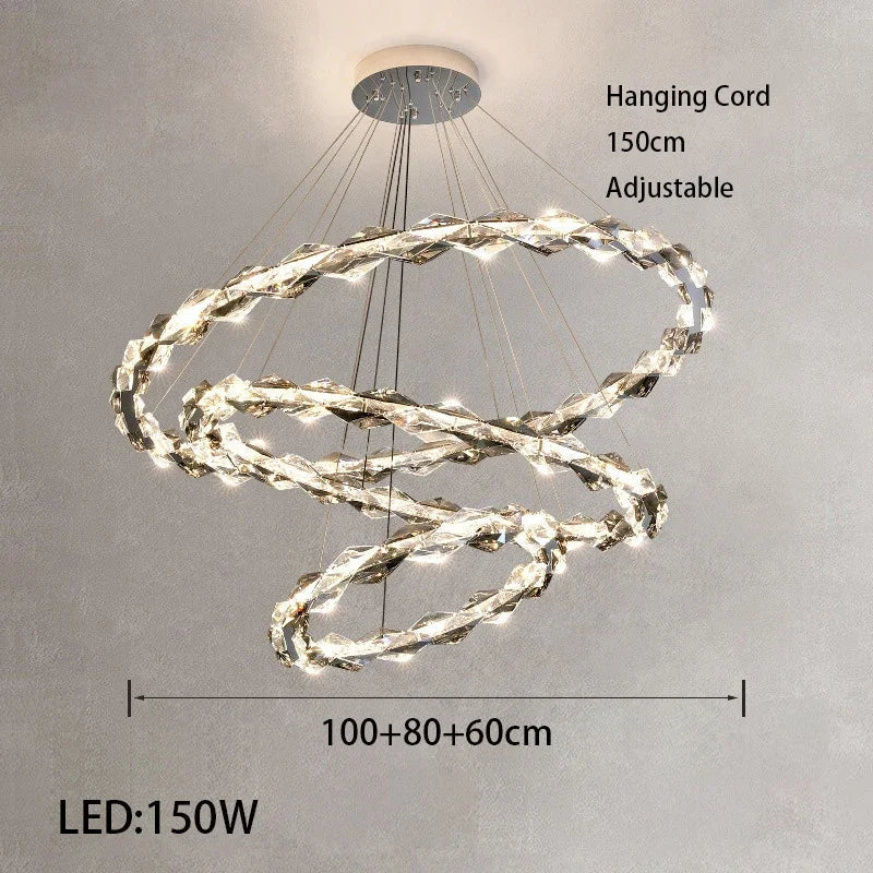 Modern Crystal LED Ceiling Chandelier Light Set for Stylish Indoor Lighting