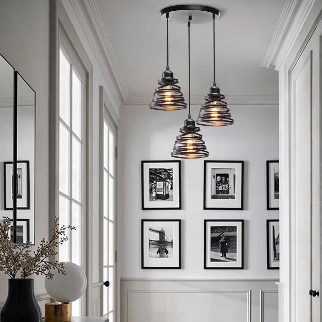 Wrought Iron Caged Pendant Light for Industrial Style Decor